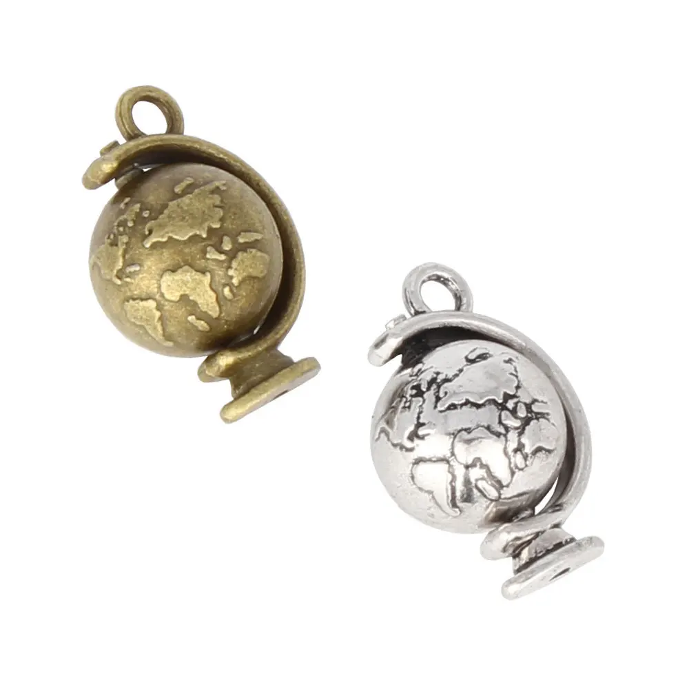 

10pcs Jewelry Making Charms Globe Pendant Antique Bronze Findings Craft Supplies Bulk Lots