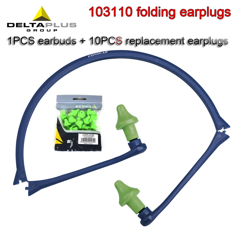 DELTAPLUS 103110 Folding earplugs 1PCS earbud bracket + 10PCS replacement earplugs Noise prevention 24SNR PU earplugs