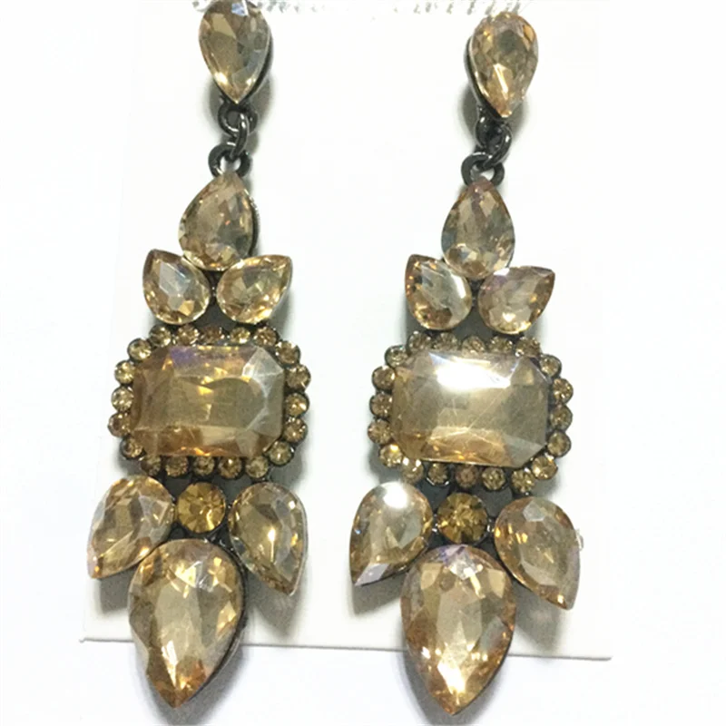 Women Fashion Jewelry New Style Earrings Handmade Champagne Glass Rhinestone sweet stud crystal Dangle Long earrings for women - Image 6