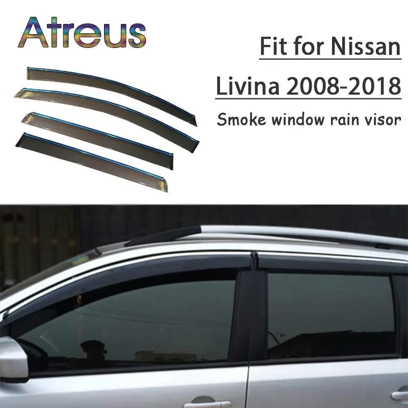 Atreus 1set ABS Rain Smoke Window Visor Car Wind Deflector For Nissan