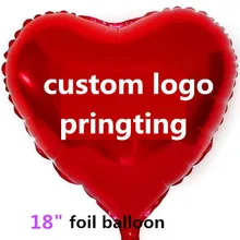 18 дюймов изготовленный на заказ фольги Воздушные шары Гелиевый шар в форме сердца воздушный шар из фольги Печать Рекламного Логотипа W45cmxH45cm, 50 шт в наборе