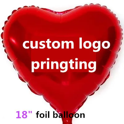 

18inch Custom foil balloons Helium balloon heart shape foil ballon Advertising logo printing W45cmxH45cm 50pcs