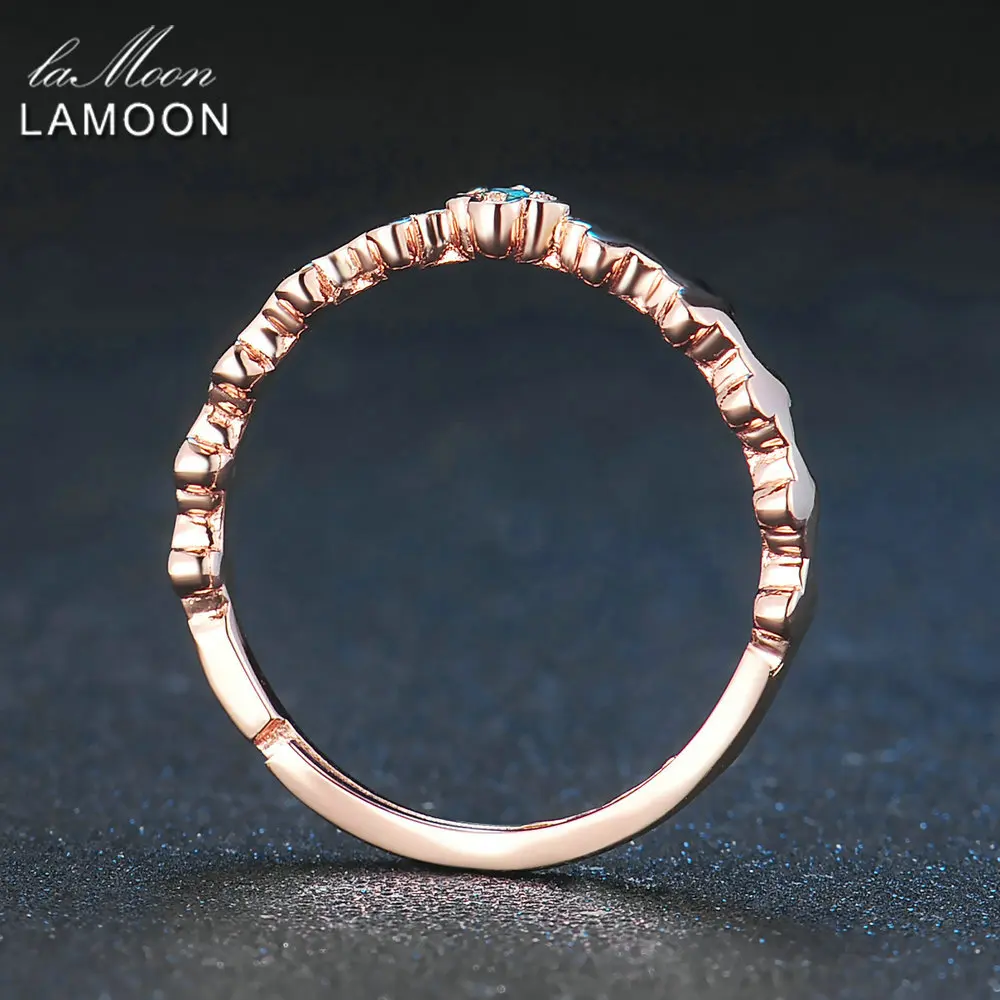 LAMOON 2017 New Romantic Real Natural Round Green Emerald Clover S925 Rings 925-Sterling-Silver Jewellry for Women Girl LMRI058