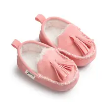 Зимние Детские замшевые сапоги из искусственной кожи; детские мокасины для новорожденных; обувь принцессы для малышей; Новинка