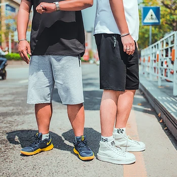 

2018 Plus size 5XL Men Fashion Bodybuilding Jogger Sweatpants Harem Elastic Waist Shorts Trousers Loose Grey Black