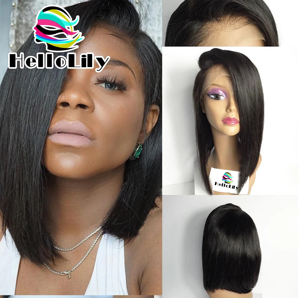 Large Stock 14 inch side part lace front wigs bob style straight short