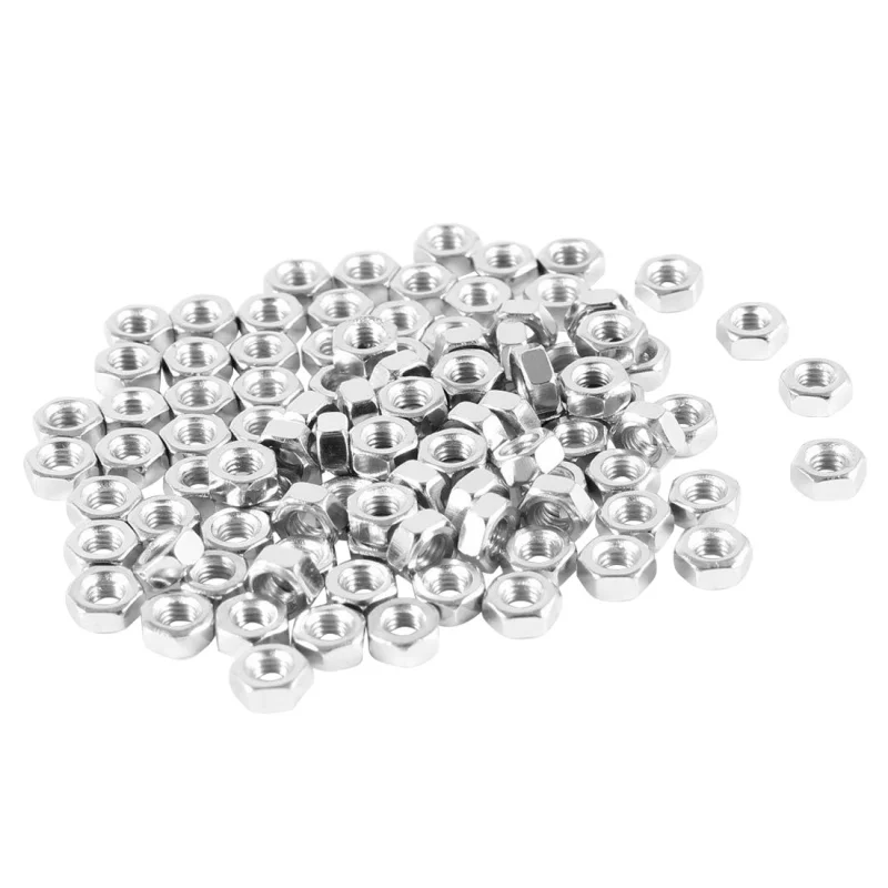 100Pcs M3 3mm Female Thread Hex Metal Nut Fastener Silver Tone | Обустройство дома