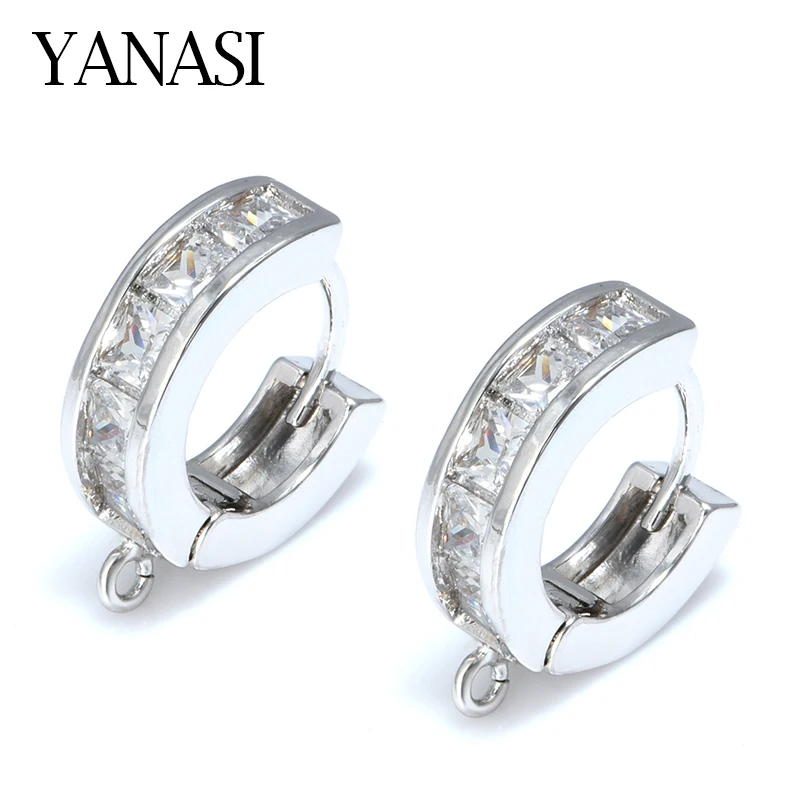 

4 Colors Gold Silver Earring Hooks Copper Metal Zircon Accessories for Jewelry Making DIY Woman Tassle Earrings Findings Gift