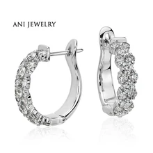 ANI 18k женские круглые серьги из белого золота 2 карата, сертифицированные I/S1, ювелирные изделия с натуральным бриллиантом, женские серьги для помолвки, модный дизайн
