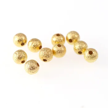

100Pcs/bag 4/5/6mm Gold/Silver Round Copper Garment Beads With Hole Plated Matte Metal Beads For DIY Jewelry Accessories