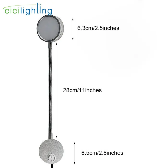 Гибкий проводной 3 Вт 3 Вт светодиодный настенный светильник с гибкой вилкой, бра, светильник для спальни, чтения, зеркала для ванной, передняя лампа