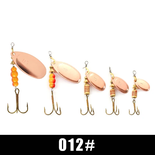 FISH KING 1pc Spinner Bait Fishing Lure 3.2g 4.3g 6.1g 9.6g 13.6g Pike Hard Baits Spoon With Treble Hook Tackle High Quality - Color: 012