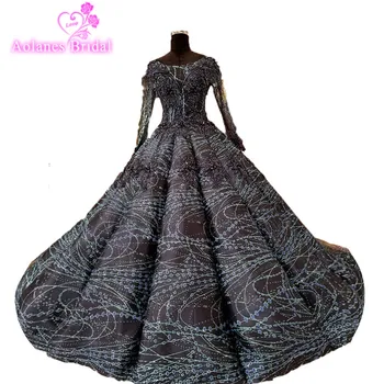 

2018 Blue Lace Vintage Evening Dresses Scoop Court Train Prom Dress Ball Gown Full Floor-length Vestidos De Festa Custom Dress