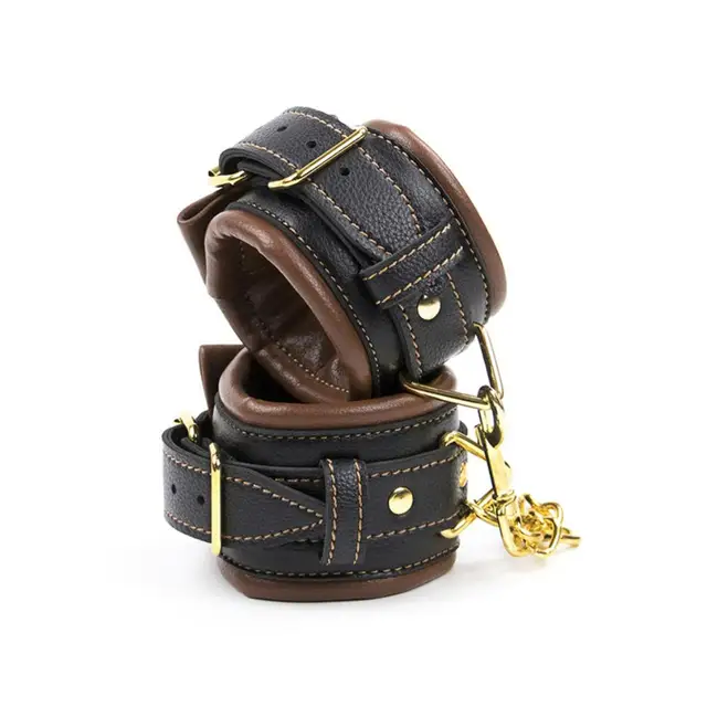 $US $7.57  Bdsm Sex Handcuffs for Couples Leather Silver Metal Handcuffs Hand Ankle Cuffs for Bed Sex Games Ni