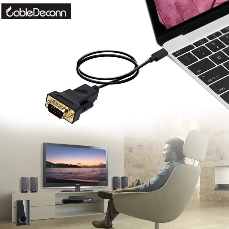 Thunderbolt 3.0 to VGA cable usb c USB 3.1 Type C to vga Cable Adapter