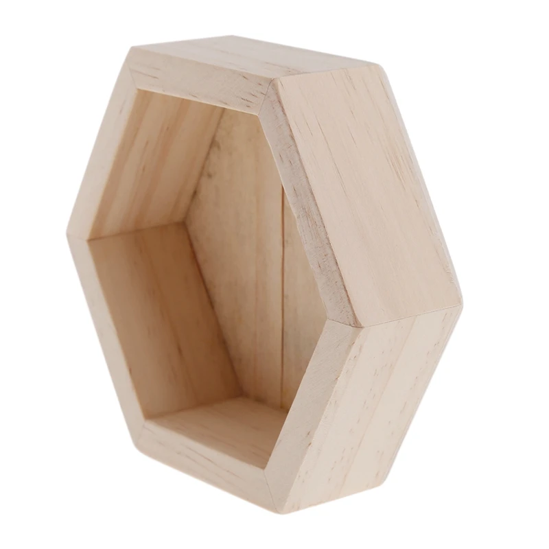 

Wooden Necklace Jewelry Display Tray Case Holder Rack Hexagon Storage Box
