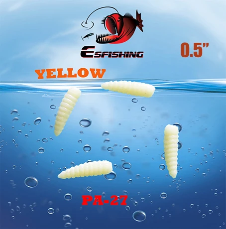 Esfishing 100 шт. 1,2 см Esfishing MAGGOT 0," мягкие приманки хлеб червь приманка для подледной рыбалки Isca искусственные снасти Кремниевая приманка форель - Цвет: PA27