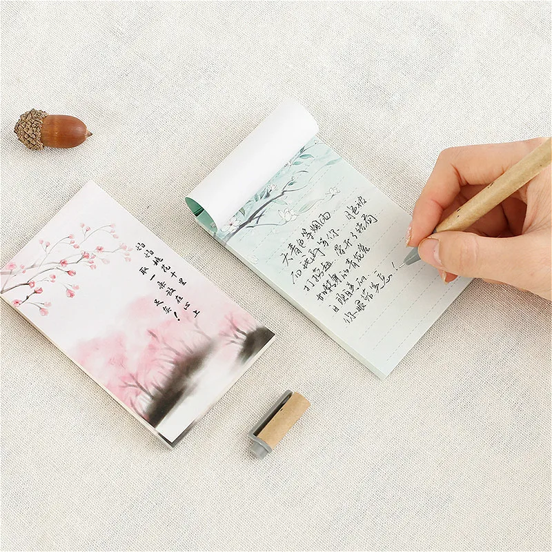 60 Sheets Sticky Note Daily Message Memo Pad Stationery Scrap Booking Beautiful Scene Office School Paper Chinese Style | Канцтовары для