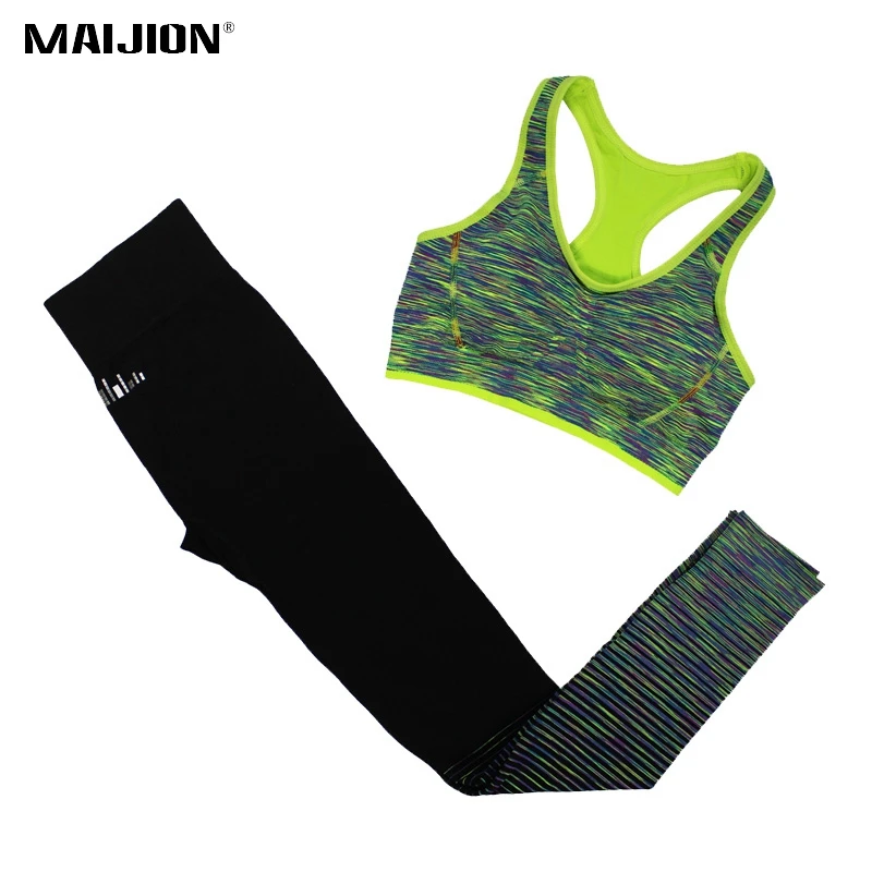 

MAIJION Women Fitness Yoga Sets Seamless Sports Bra & Elastic Leggings Pants Sports Running Tracksuit Jogging Yoga Sportswear