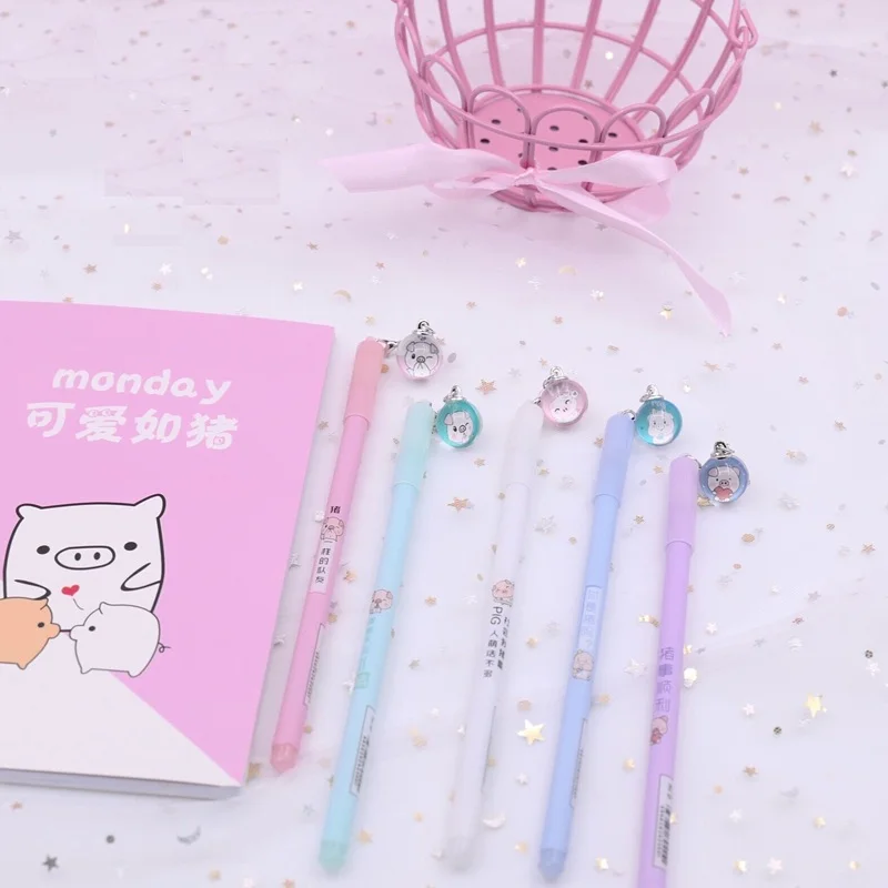 1X 0 5 мм черные чернила Kawaii Pig подвеска в виде бутылочки желаний гелевая ручка