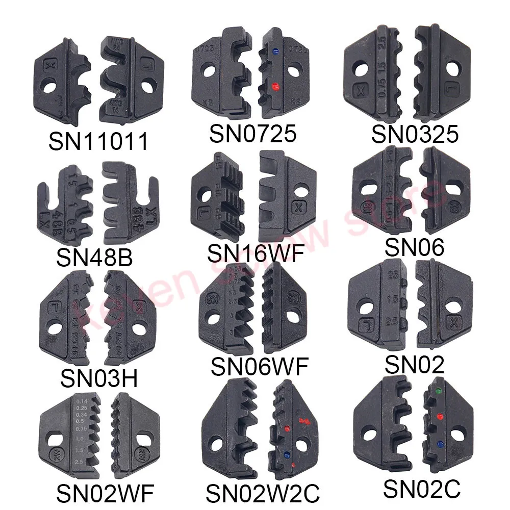 

12 pcs crimper Die Sets For non-insulated open plug-type connector 0.14-16mm2 26-5AWG just suit SN28b die set crimping