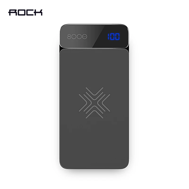 8000mAh LED LCD Wireless Charger Power Bank ROCK 8000 mAh Digital Display with Function | Мобильные телефоны и аксессуары