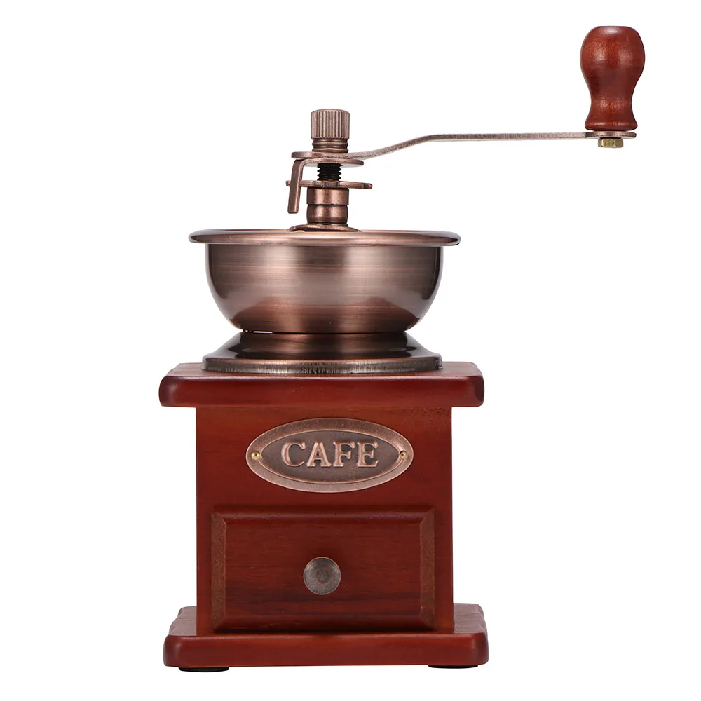 

Retro Coffee Bean Mill Maker Hand Conical Burr Grinders Classical Wooden Manual Coffee Grinder