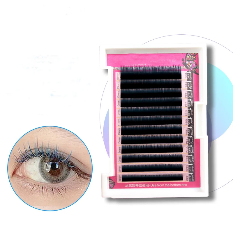 HBZGTLAD C curl 0.07mm 8 13mm false lashes Gradient blue color eyelash