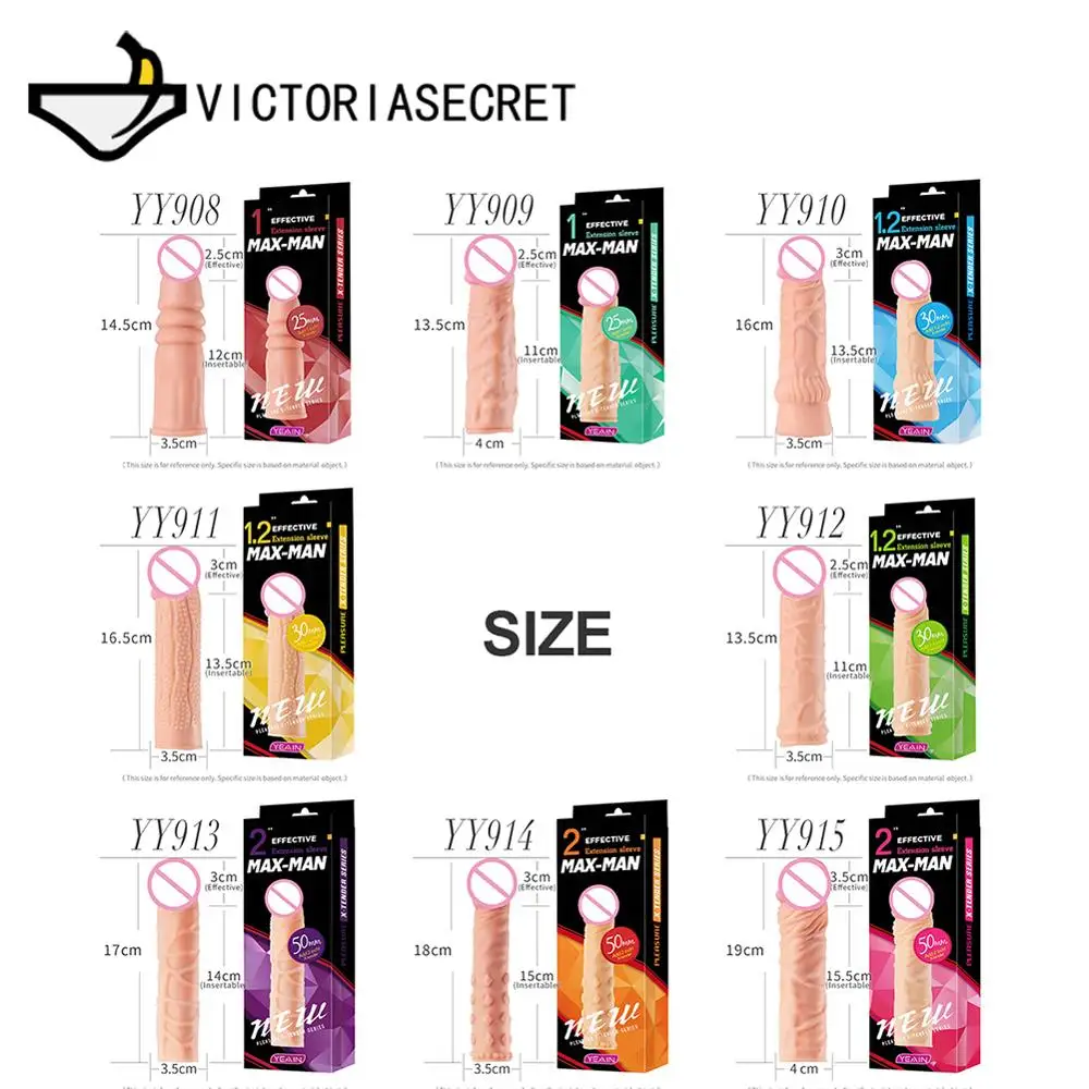 Reusable Silicone Condoms Penis Sleeve Extend Dildo Dick Ring Male Penis Extension Sleeves Sex Toys Adult Cock Rings for Man Gay
