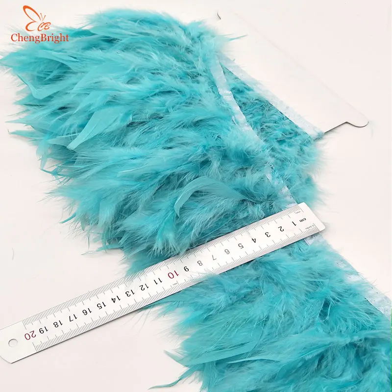 

ChengBright 2 Yards Turkey Feathers Trim Cloth Sideband Chicken Pheasant Feather Trims Clothing Wedding Feathers Ribbon Y