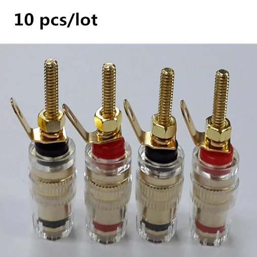 

10pcs 42mm Copper Gold Plated amp speaker audio crystal terminal connector speaker terminal banana 4mm plug socket