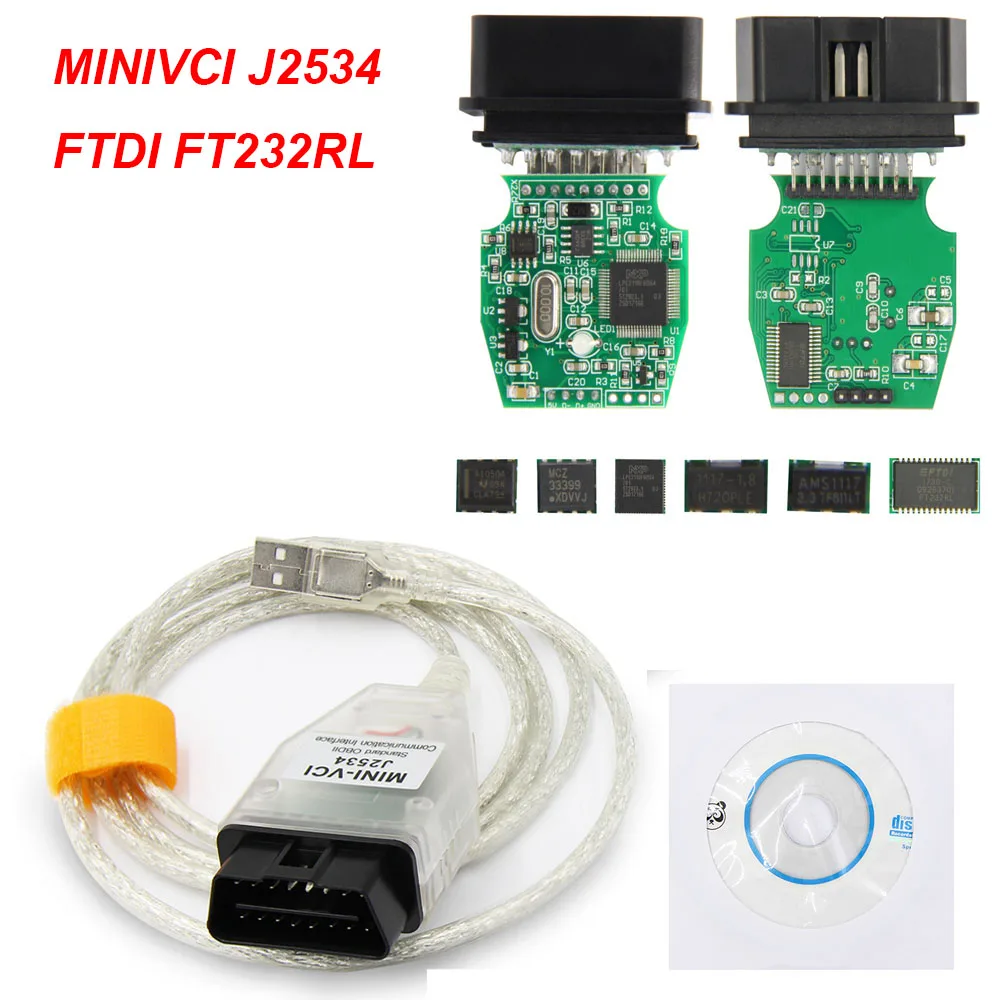 V14.20.019 для Toyota MINI VCI J2534 с FTDI FT232RL OBD OBD2 автомобильный диагностический инструмент Авто сканер кабель ТИС Techstream minivci - Цвет: FT232RL