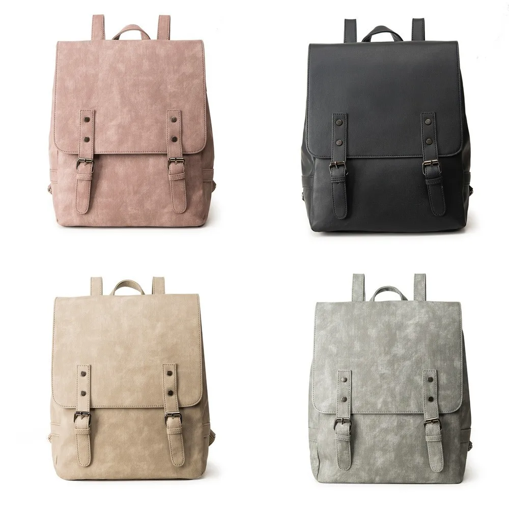 

Women's leather bag college wind ladies bag female models trend luggage retro backpack solid color computer bag Y415