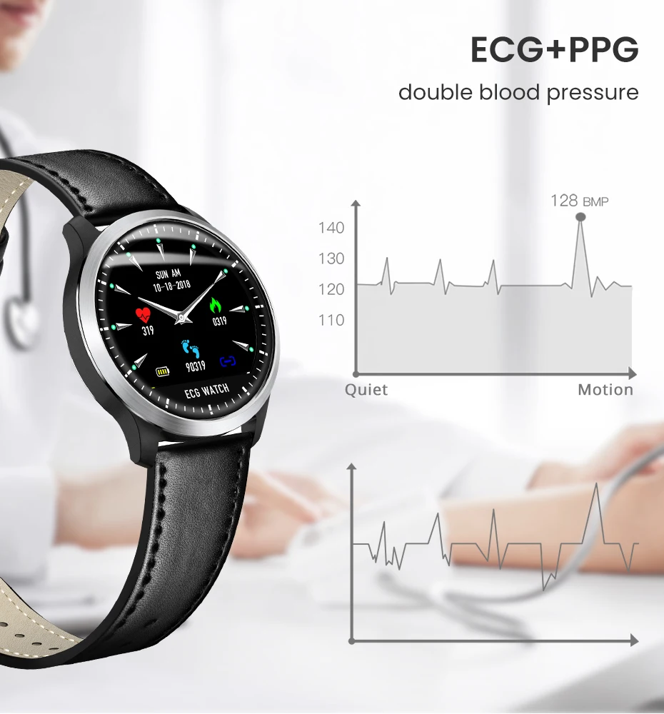 Makibes BR4 ЭКГ PPG умные часы мужские с электрокардиограммой дисплей Холтер пульсометр кровяное давление android Smartwatch
