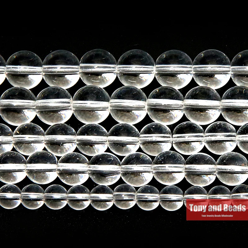 Perles en cristal de verre clair lisse, 15 pouces, brin 4, 6, 8, 10, 12, 14mm, taille au choix, pour bijoux de direction