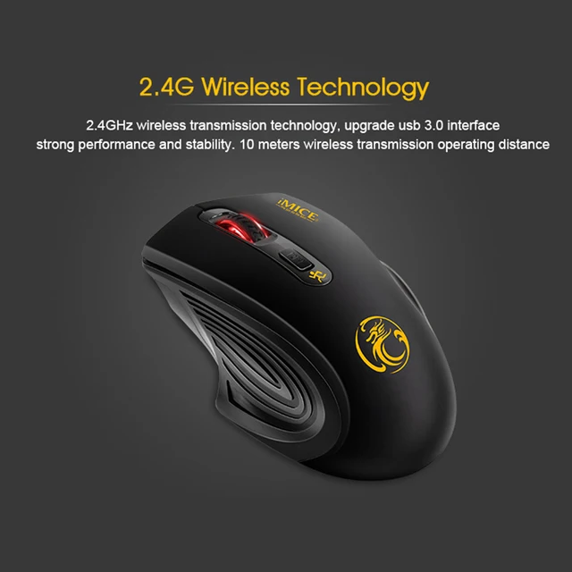 IMice-ratón inalámbrico con 4 botones, periférico silencioso, óptico, USB, 2000G, 2,4 DPI, ergonómico, para portátil, ratón para ordenador de sobremesa IMice-ratón inalámbrico con 4 botones, periférico silencioso, óptico, USB, 2000G, 2,4 DPI, ergonómico, para portátil, ratón para ordenador de sobremesa