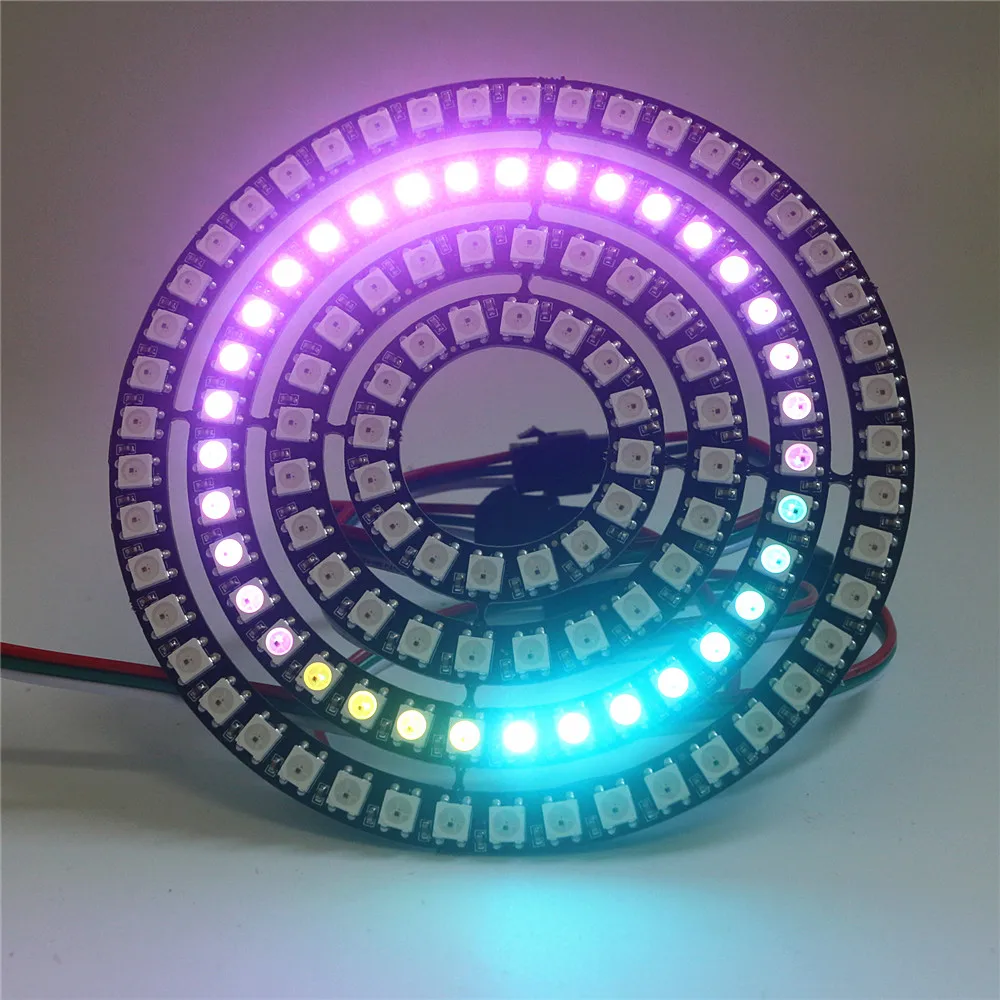 WS2812 5050 RGB светодиодный светильник 8 16 24 35 45 128 битный кольцевой DC 5V вход WS2812B