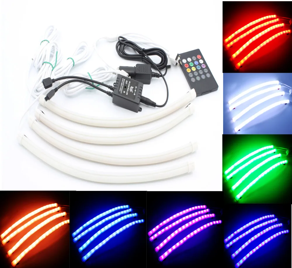 

Free Shipping 1Set 7 Color 36" x 2 & 24" x 2 Under Car LED Glow Underbody System Neon Lights Kit For VW Toyota Mazda Hyundai