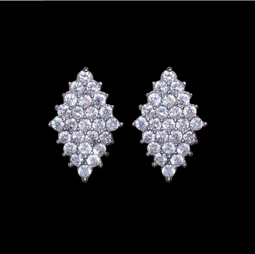 

9MM Solid White Gold CZ/Cubic Zirconia Antique Crown Back Stud Earrings