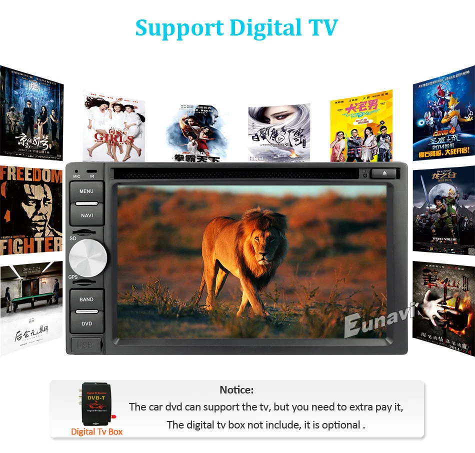 Best Eunavi Double 2 Din Car PC DVD player for universal with GPS Navigation MP3 Radio RDS Video country map Bluetooth Mp4 car sterto 10