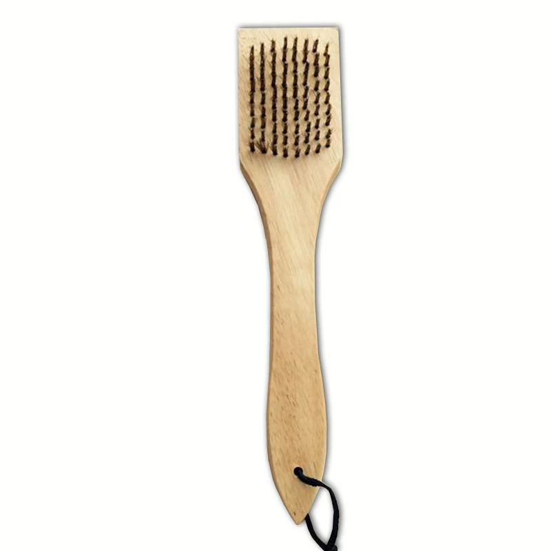 1PC Barbecue Grill Brush Wooden Handle Brush Kitchen Clean Brushes