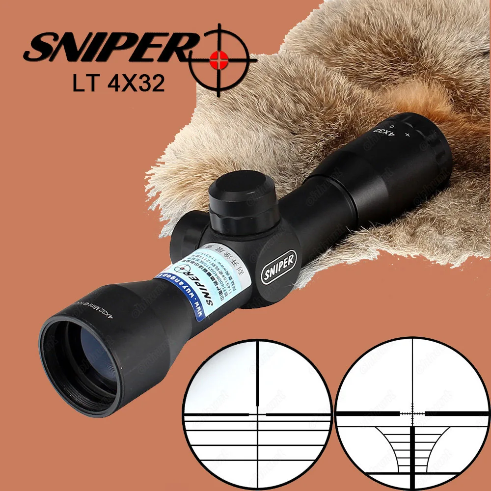 

Sniper LT 4X32 Hunting Optics Sights Tactical Crossbow Riflescope 1 Inch Wire Reticle with 2 Kind of Rings for Hunt Rifle Scope
