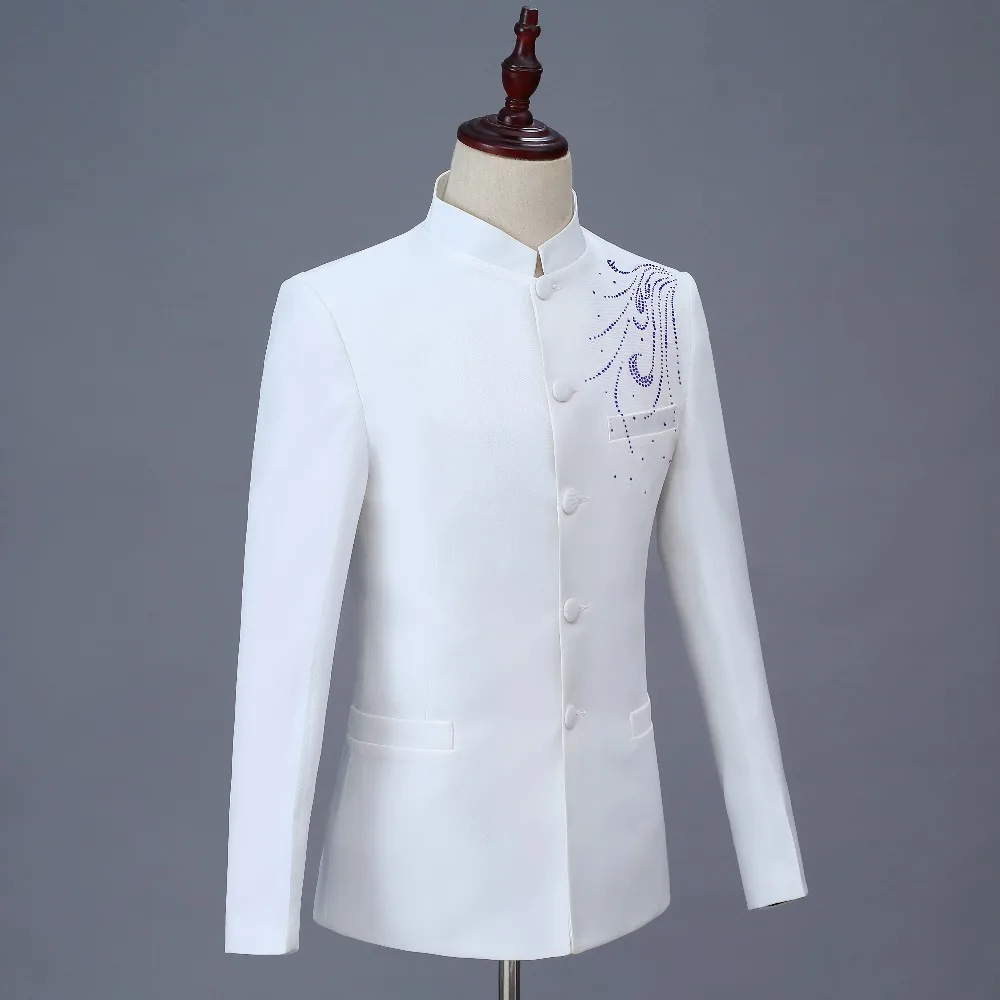 Костюм Homme модный белый нагрудный мужской свадебный костюм в горошек смокинг мальчишник костюмы для мужчин жениха