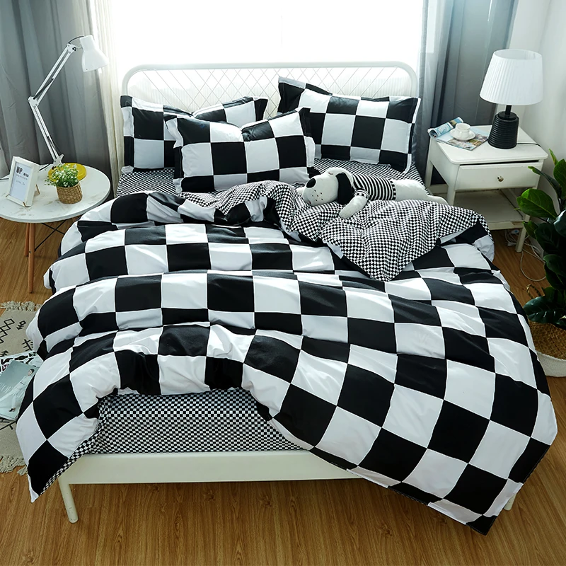 الكلاسيكية طقم سرير 5 حجم شريط القلب الأسود أغطية سرير 4 قطعة/المجموعة حاف مجموعة غطاء الرعوية غطاء سرير AB الجانب غطاء لحاف 2019 السرير