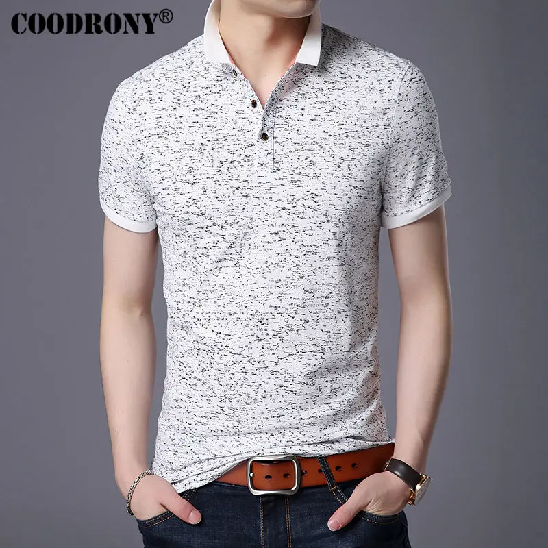 COODRONY, маленький отложной воротник, топ, Homme, Повседневная футболка с принтом, короткий рукав, футболка, Мужская брендовая одежда, облегающая хлопковая Футболка S7643