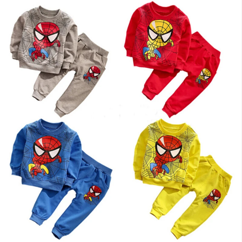 New 2016 Spring Spiderman Kids Boys Clothes Set Fashion Kids Tracksuit Toddler Boy Hoodies and Pants 2pcs 6011901