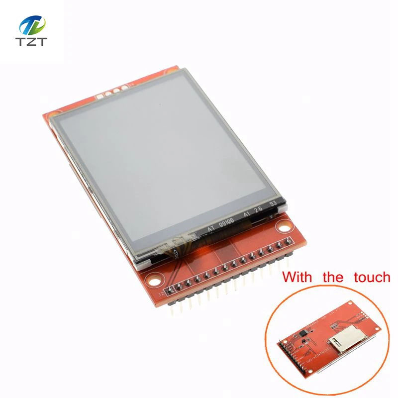 

2.4" 240x320 SPI TFT LCD Serial Port Module+5V/3.3V PBC Adapter Micro SD ILI9341 White LED (with t touch)