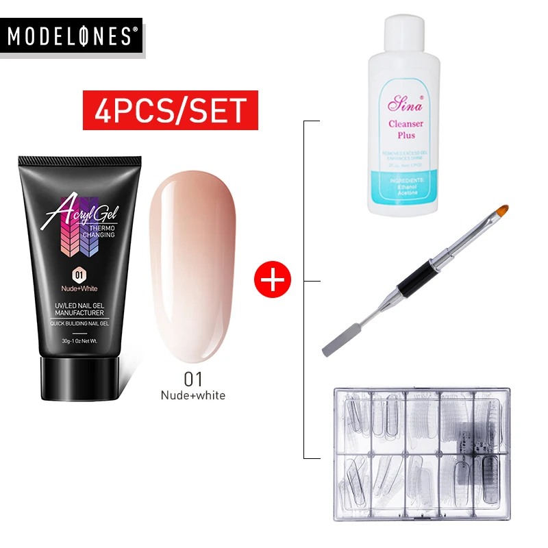 

Modelones 4Pcs/Lot Temperature Builder Led Nail Gel Set DIY Nail Design Extension UV Gel Thermal Chameleon Extend Gel Kits