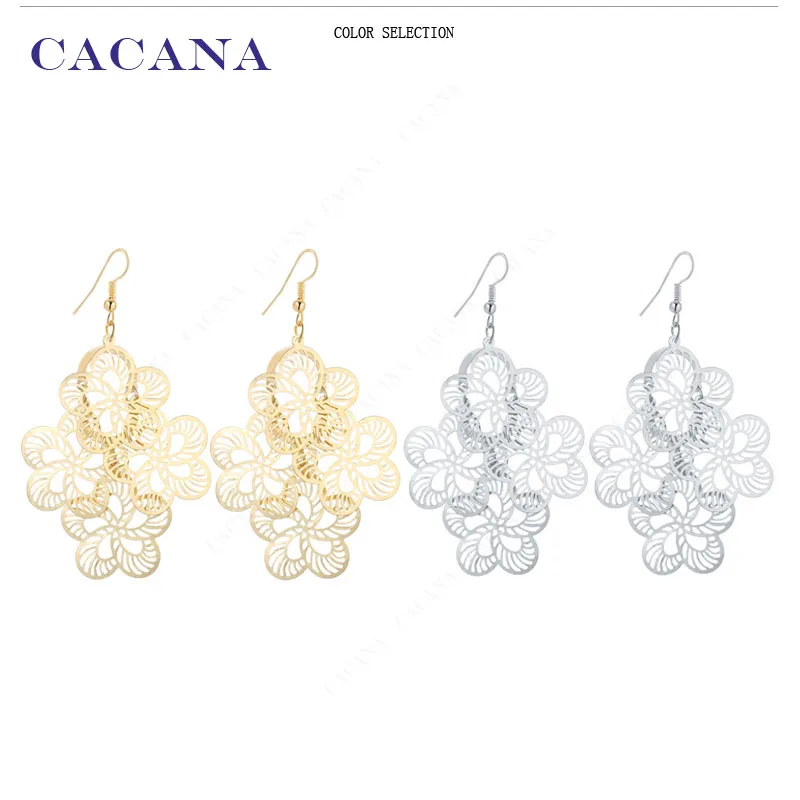 CACANA Dangle Long Earrings For Women Surround Flowers Top Quality Bijouterie Hot Sale No.A113 A114