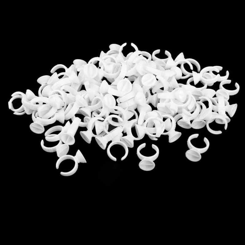 

IIWAKA 100 Pcs Eyelash Extension Glue Ring Adhesive Pallet Holder Set Makeup Kit